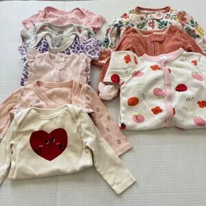 Baby Girl Outfits Lot of 9 Sleepers One Piece Bundle Floral Fruit 3-6 Month Cozy